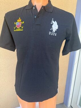 U.S. Polo Assn. Black Men's Polo with Embroidered Crest and Logo